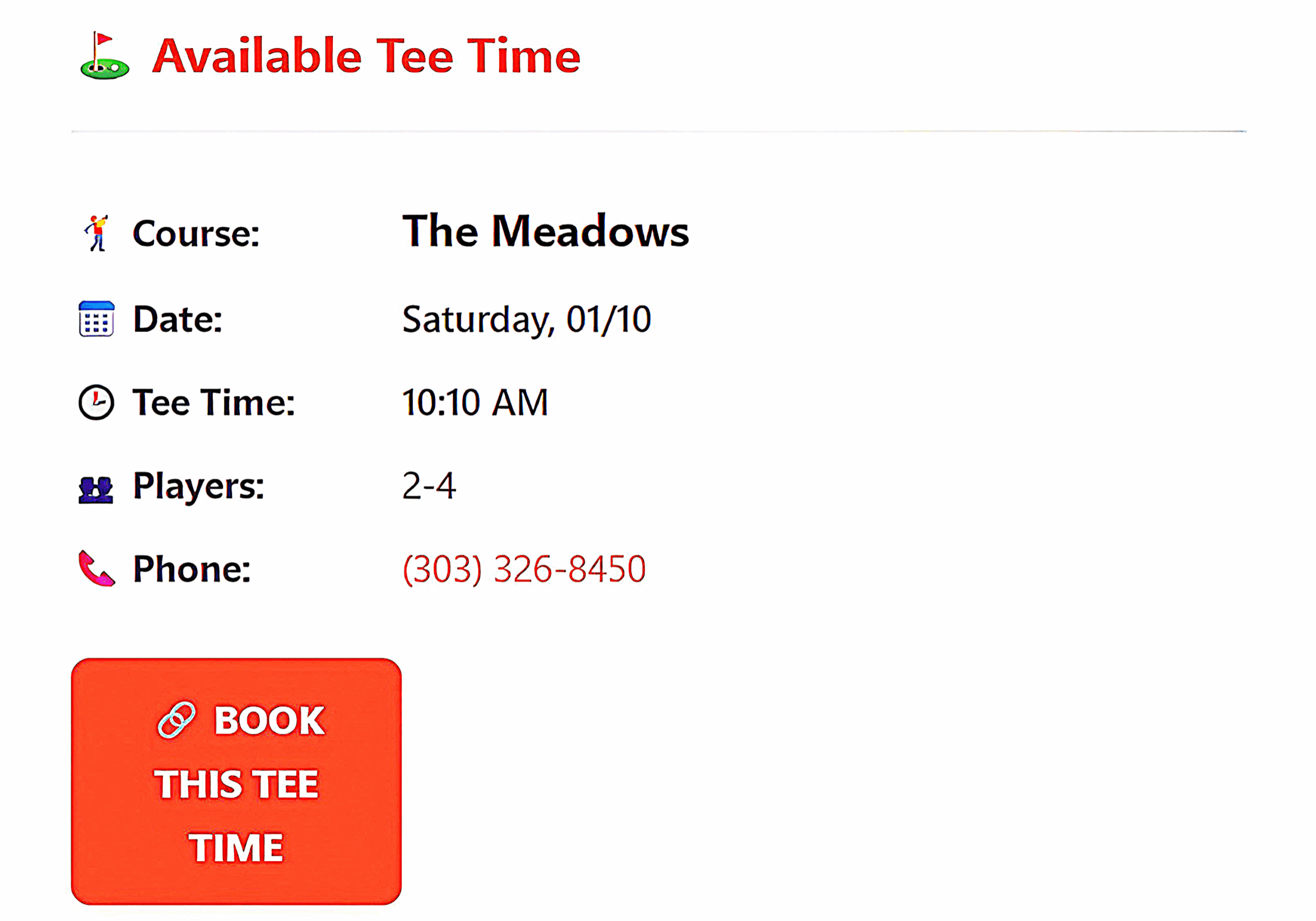 Example of email notification text